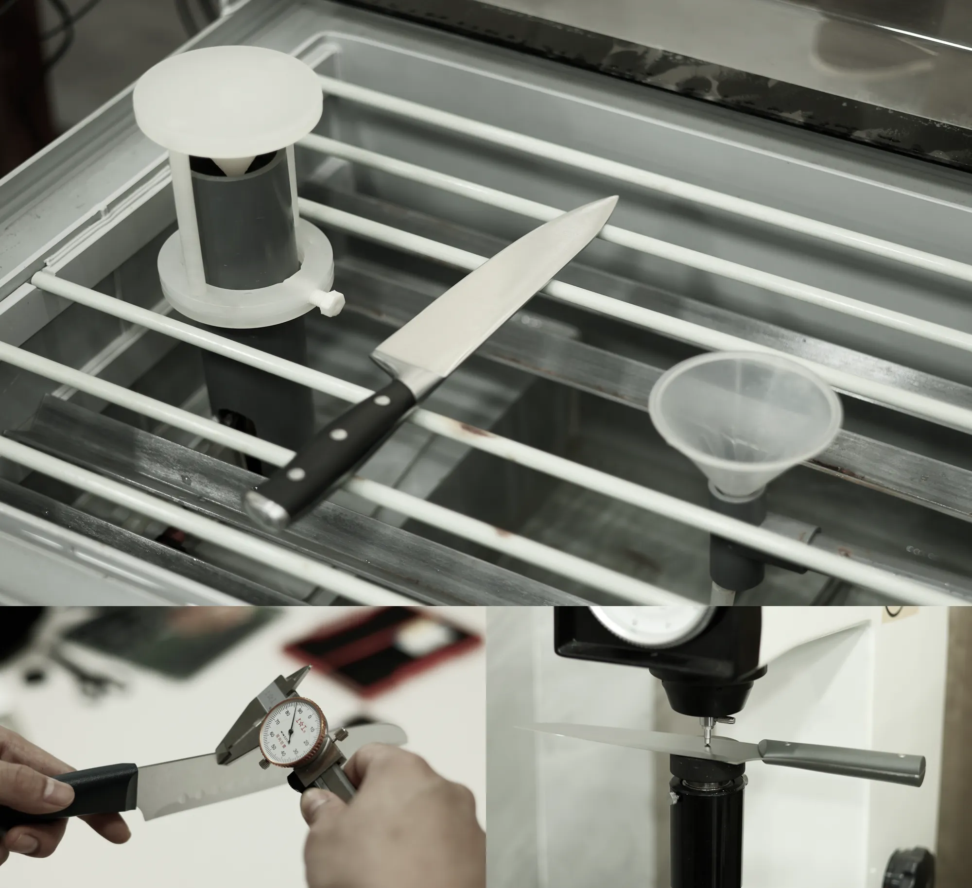 Kitchen knife assembly and final inspection line in a manufacturing workshop